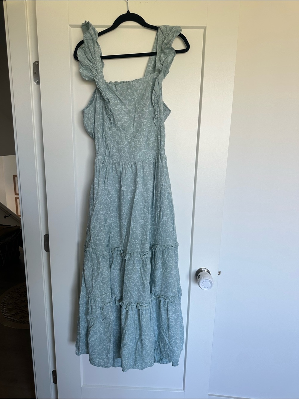 Women's Ruffled Strap Tiered Maxi Dress - Light blue